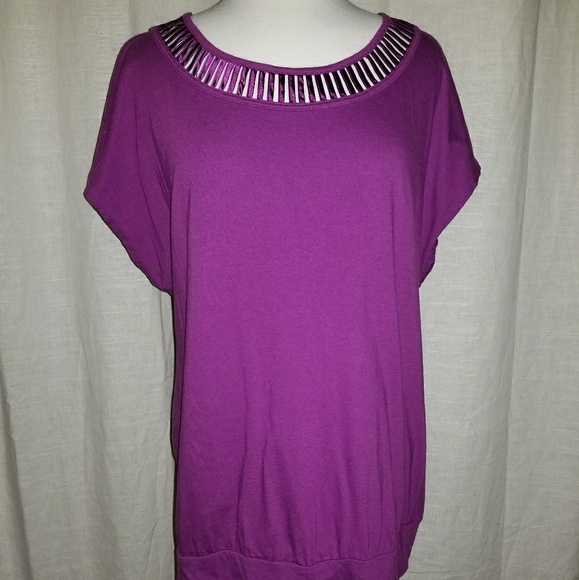 Lane Bryant Tops - 2 for $15 - Magenta Caged Neckline Tee